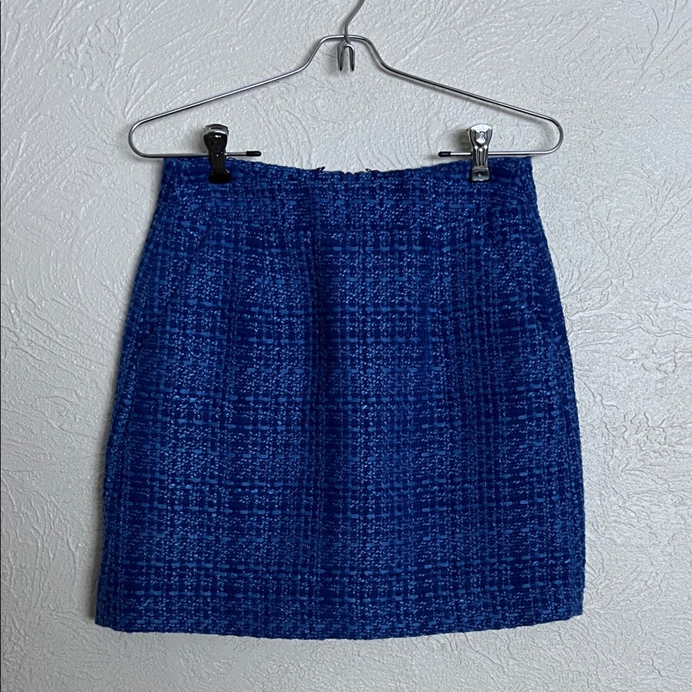 French Connection Navy Tweed Pencil Skirt